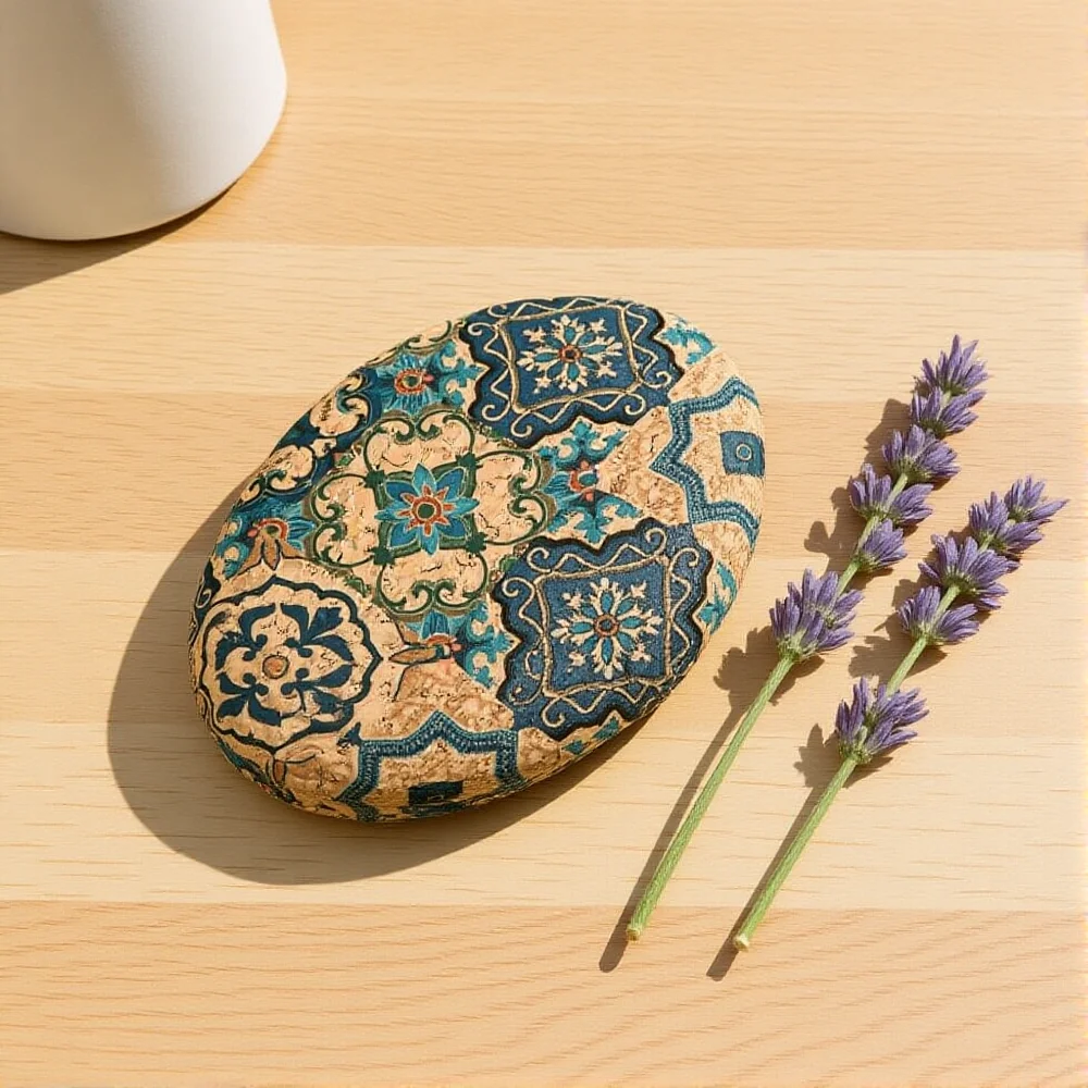 Espelho de cortiça padrão vintage mini dobrável espelho de mão oval dupla face espelho cosmético para mulheres meninas viagem portátil