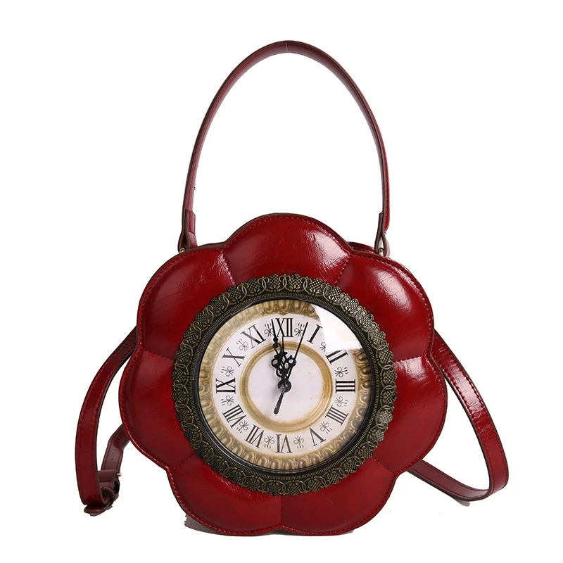 

Korean Y2K Clock Crossbody Bag European American Creative Flower Clock Shaped Three-dimensional Hand-held Shoulder Tote Bag New