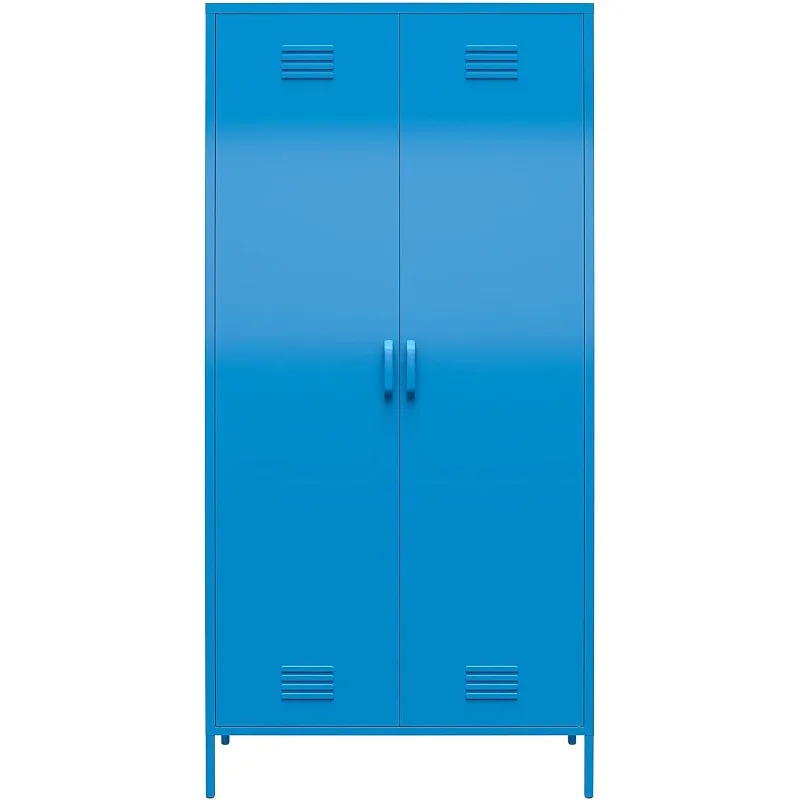 Cache Cache 2 Door Tall Metal Locker Style Storage Cabinet, Bright Blue