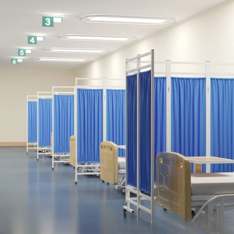 Medical screen hospital iron fabric medical partition folding screen clinic clinic beauty push-pull mobile folding pulley