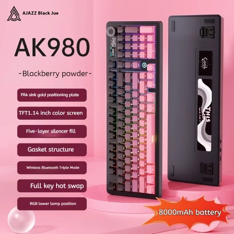 

Ajazz AK980 Mechanical Keyboard Wireless Bluetooth Third Mock Examination Customized E-Sports Game Side Carved Wired Keyboard