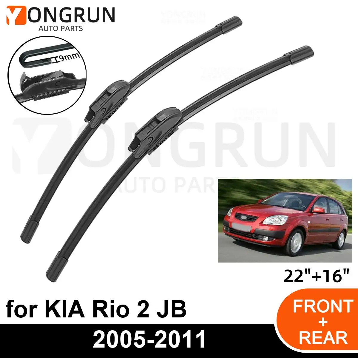 

Стеклоочистители для KIA Rio 2 JB 2005-2011, 22 + 16 дюймов