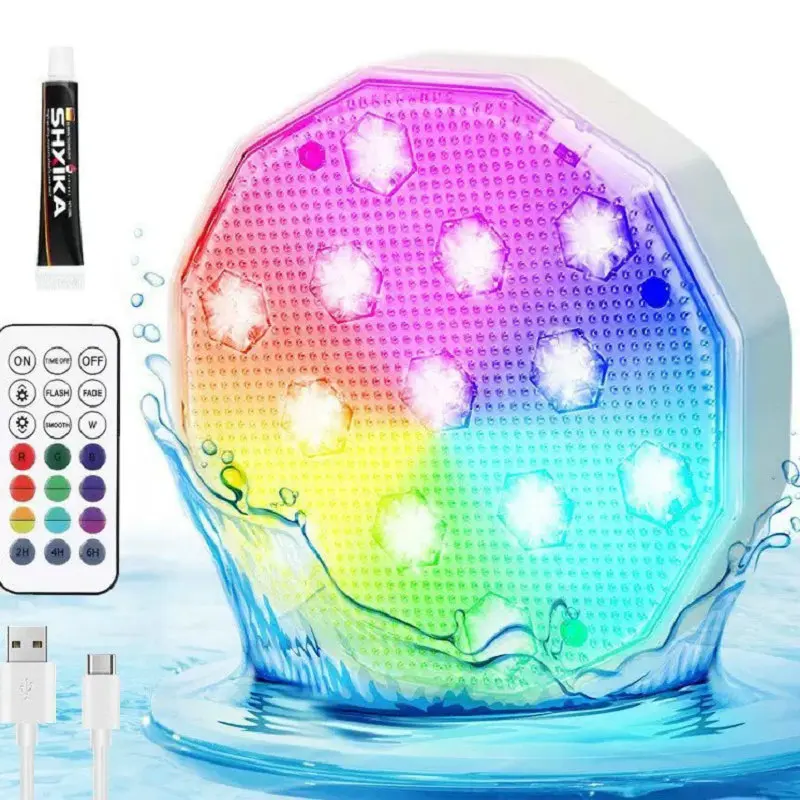 

Pool Lights Rechargeable Submersible LED Light Waterproof Floating Light w/Remote Magnetic Hot Tub Lamp Pond Fishbowl Part Vase