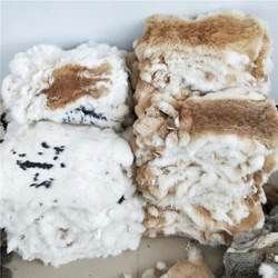 Natural Real Rabbit Fur Pelt, Soft and Fluffy Clothing Lining Accessory, 20 Pieces