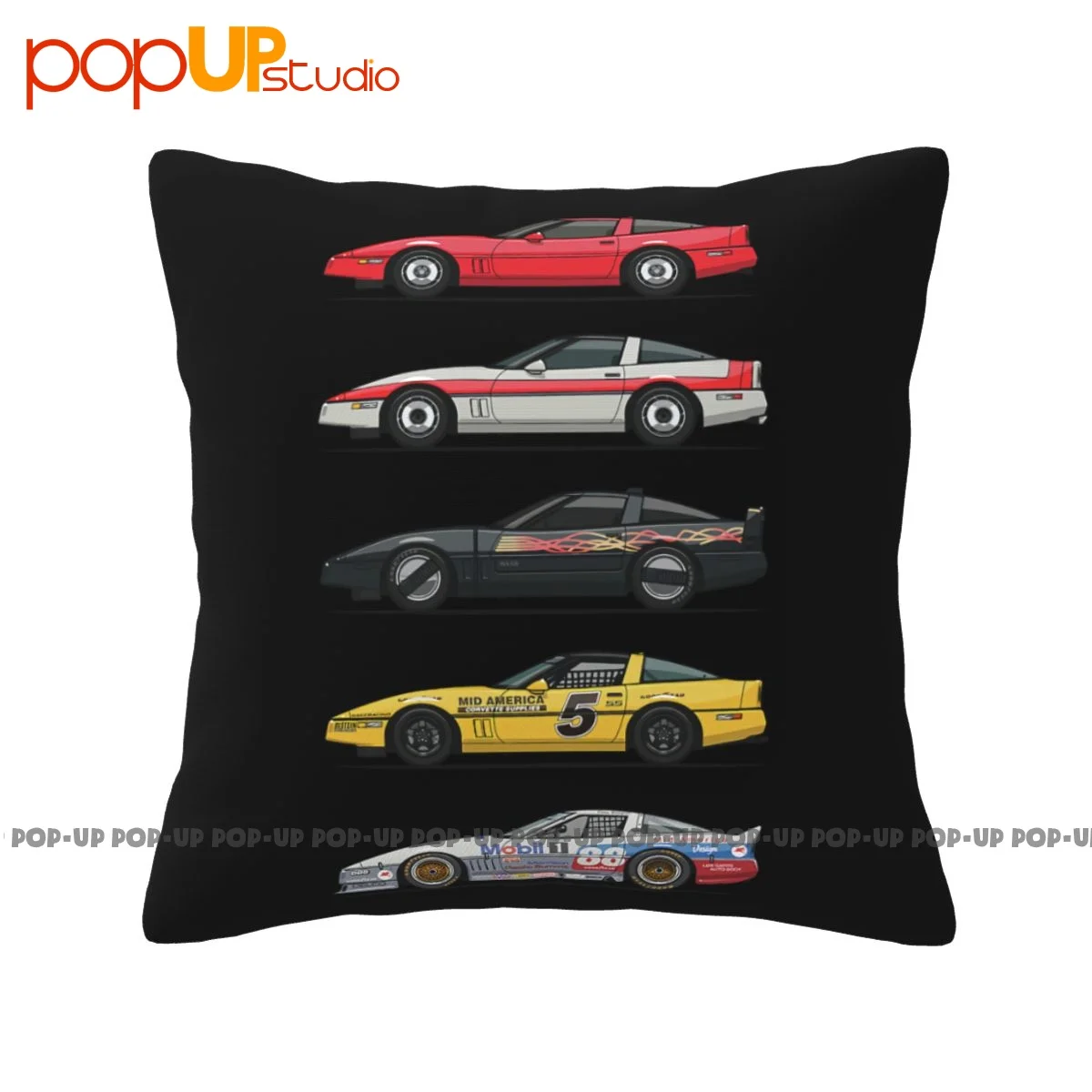 Cozy Stack Of Bowtie C4 Corvettes Coupes And Racecars Pillowcase Throw Pillow Cover Customized