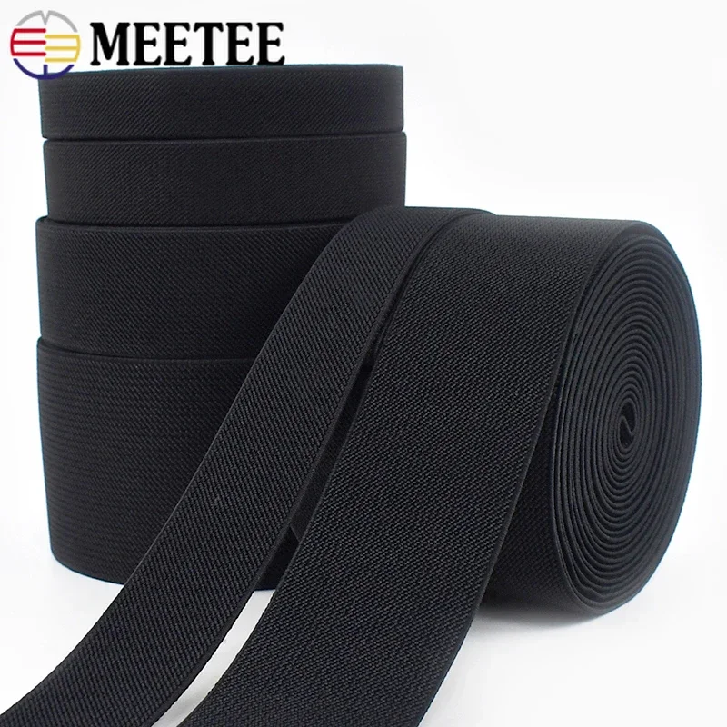 2/5Meter Meetee 20-70mm Black Thicking Elastic Bands Webbing Bag Clothes Garment Decorative Rubber Tape DIY Sewing Accessories