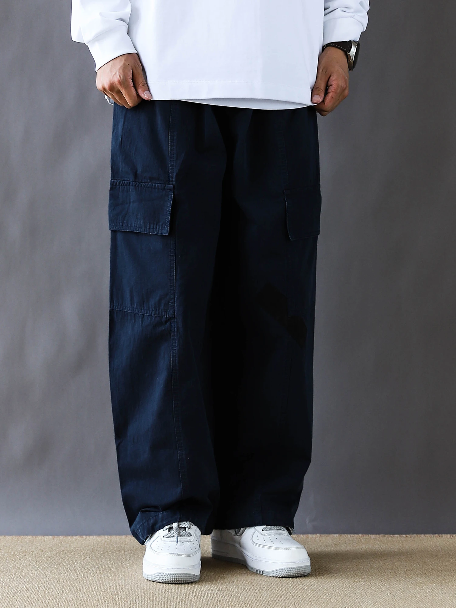 

Ретро-американские рабочие брюки для мужчин, из чистого хлопка, свободного прямого кроя, новые, модные, синие, повседневные, 2025 года