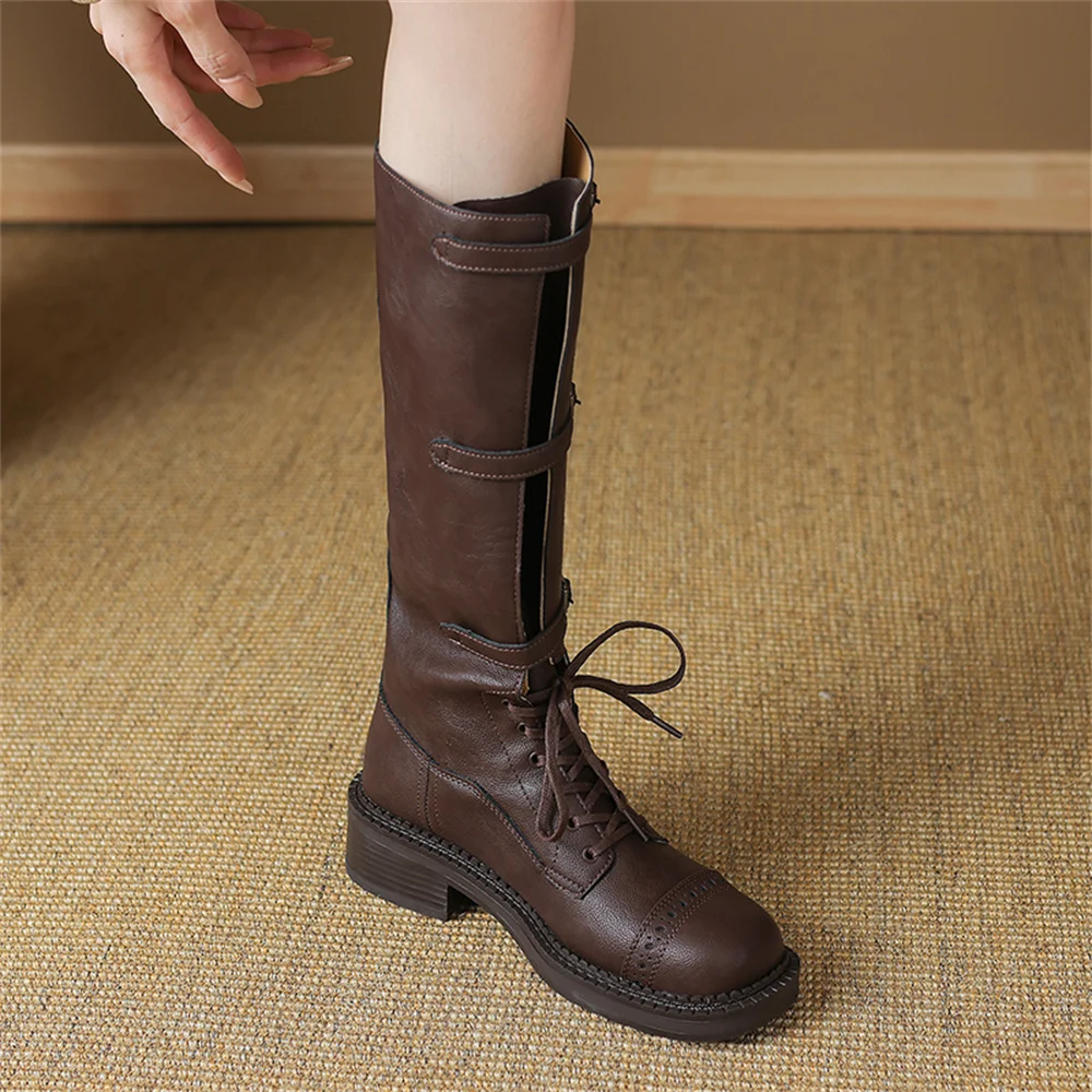 FEDONAS Ins Women Knee High Boots Round Toe Fashion Warm Autumn Winter Motorcycle Boots Female High Shoes Woman