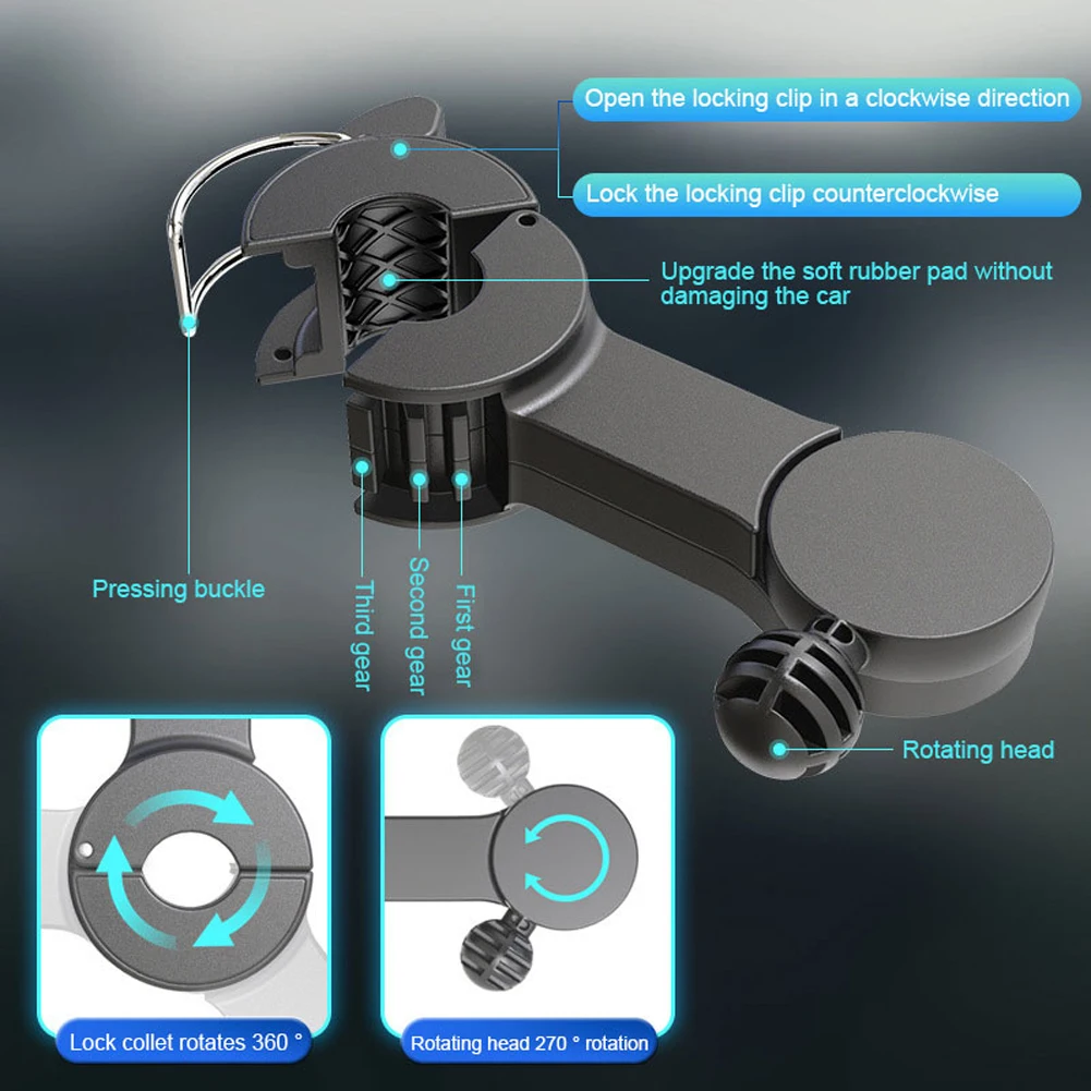 مقعد السيارة الخلفي مروحة التبريد USB تهمة المزدوج رئيس مروحة 360 درجة دوران السيارات مسند الرأس مروحة التهوية الرقبة برودة #6