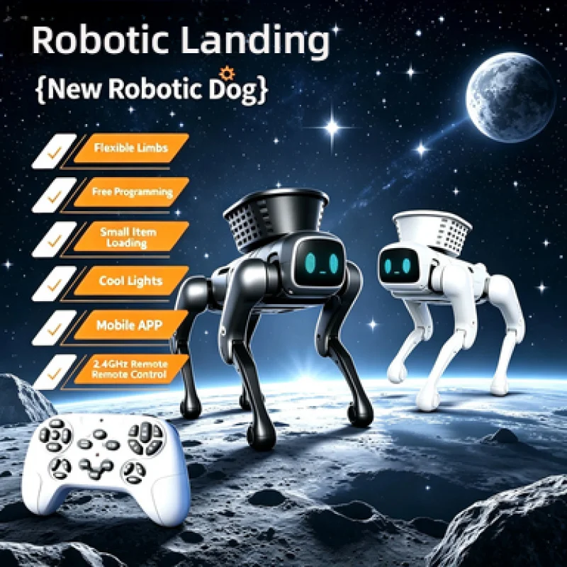 

2026 Upgrade AI Intelligent Robot Dog Remote Control Programmable With Loading Basket Children Festival Birthday Toy