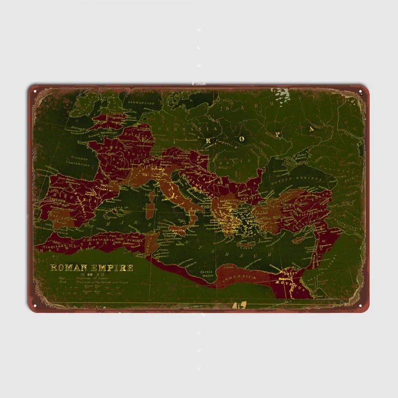 

Vintage Metal Signs for Bar Restaurant Wall Decoration Art of Murals Roman Empire Vintage Map Retro Tin Signs Customized Poster