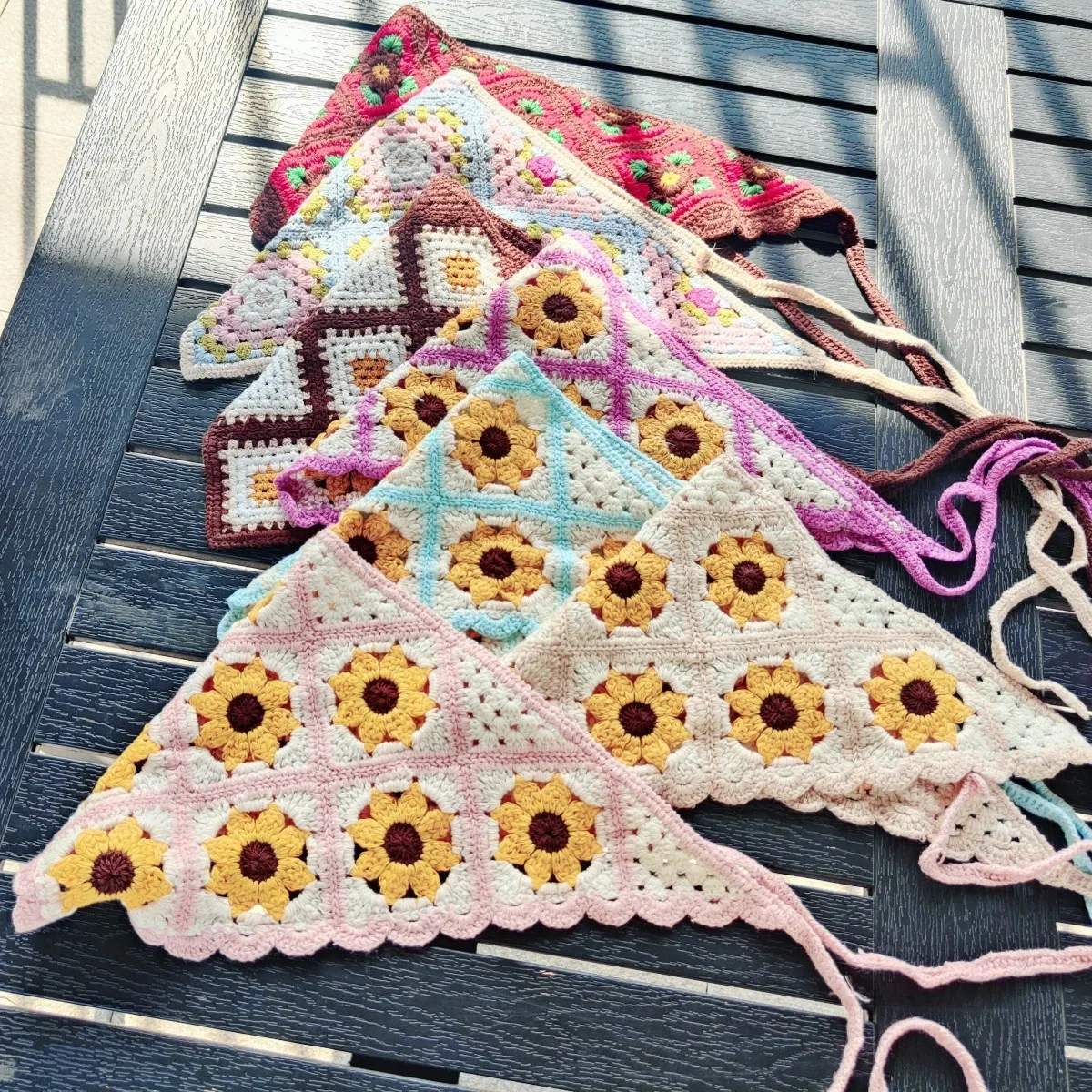 

Женский дорожный головной убор, трикотажный головной убор ручной работы в японском и корейском стиле, треугольный головной убор на ремешке, весна-лето 2024