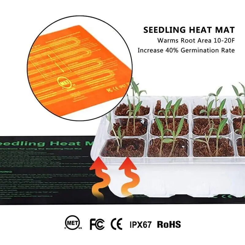 Planting heating mat temperature controller indoor for seeding germination home brewing glass container heating waterproof mat