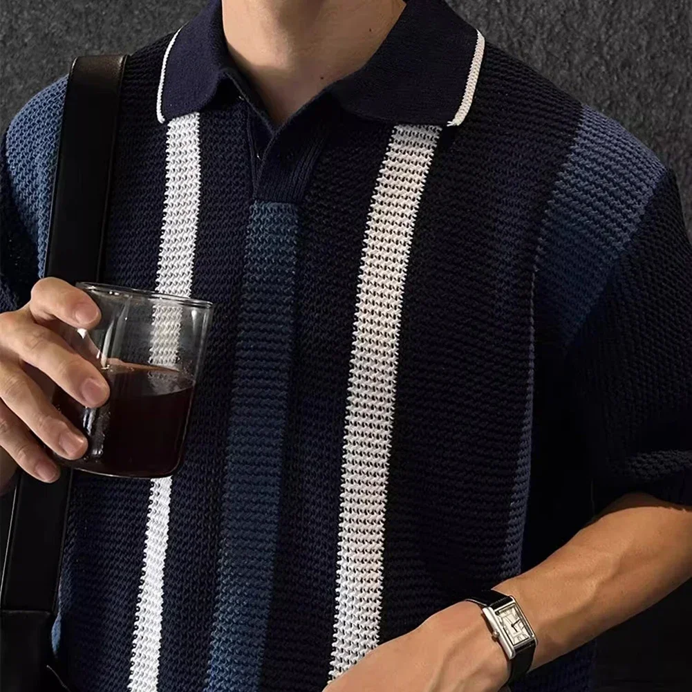 

Casual Hangouts Loose Fit Knitted Top Fashion Retro Top Fashionable Men Clothing Knitted Slight Stretch Fabric