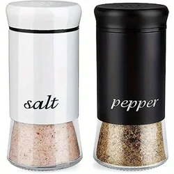 2Pc Salt and Pepper and Condiment Storage Container Shakers Set Cute Modern Farmhouse Kitchen Decor for Home Restaurants Wedding