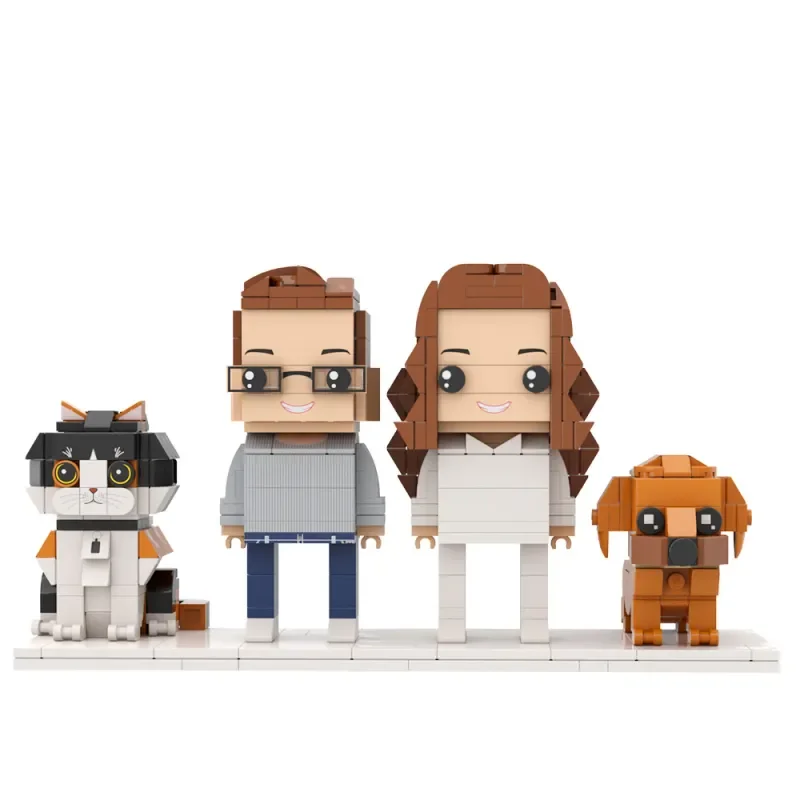 Foto di blocchi di costruzione persaonalizzati 2 persone e gatti Figure di cani Regalo di famiglia di animali domestici i miei mattoncini personalizzati Mattoni per tutto il corpo
