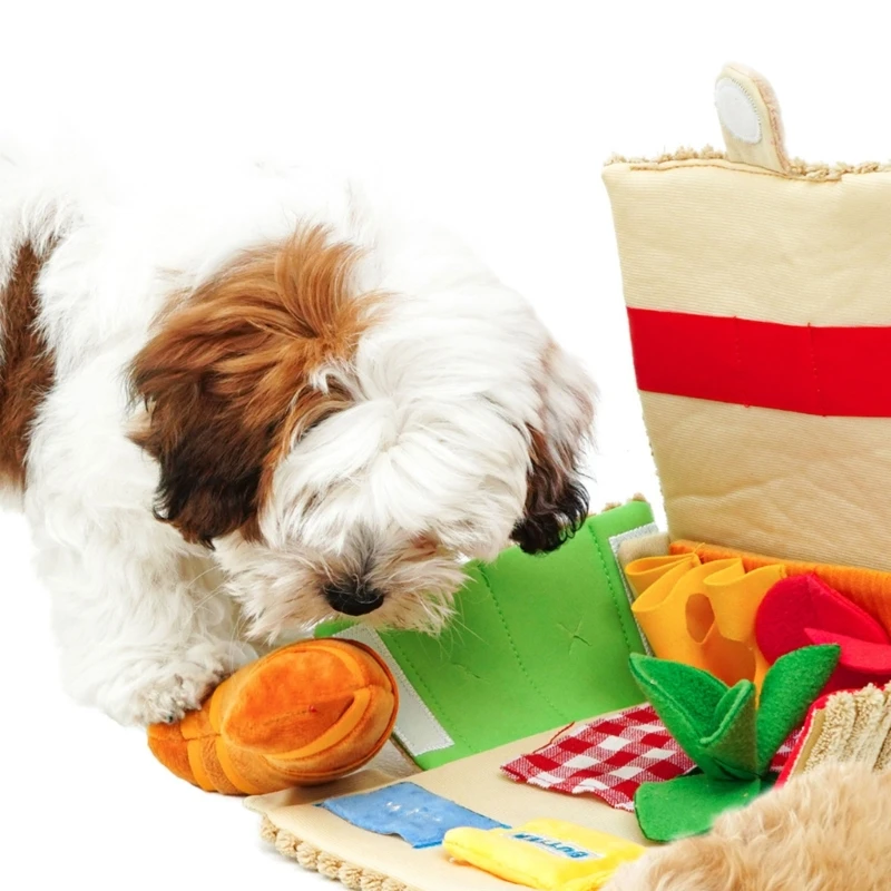 KX4B Dog Plush Toy Snuffle Interactive Hide and Seek Foraging Squeak Chew Toy Sniffing Pad Relieving Stress
