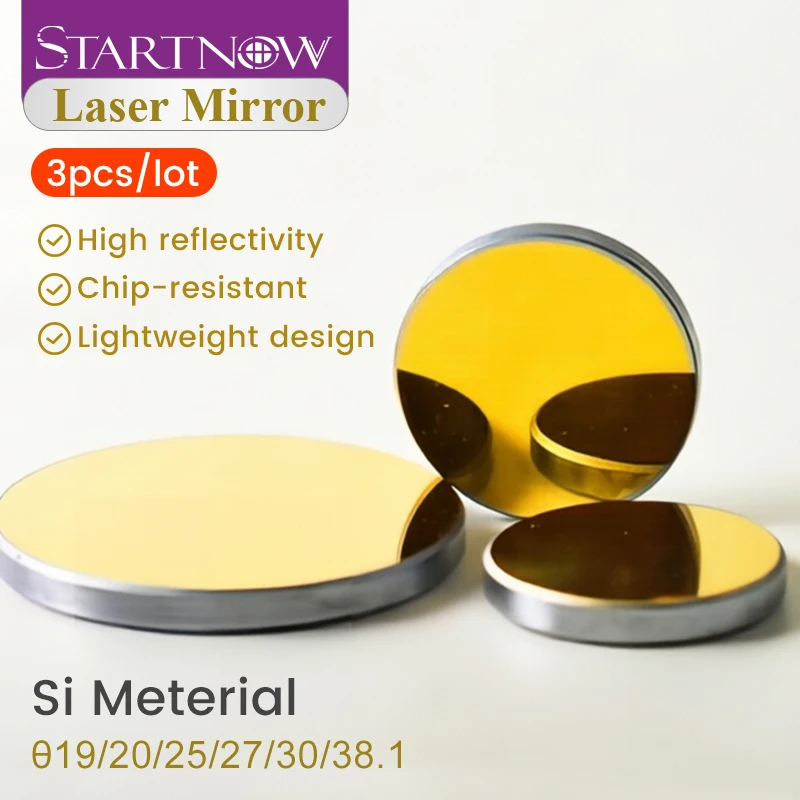 Startnow 3pcs/lot Si CO2 Laser Mirrors D19mm 20 25 27 30 38.1 Silicon Laser Reflective Lens For 80W Cutting Machine Accessories