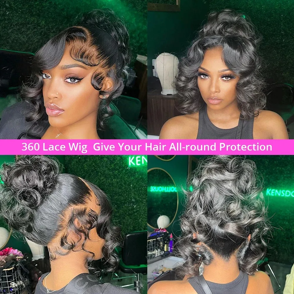 30 40 Inch Body Wave 360 Lace Frontal Wig High Ponytail 180 Density 13x6 Human Hair Wig For Women HD Transparent Lace Front Wigs