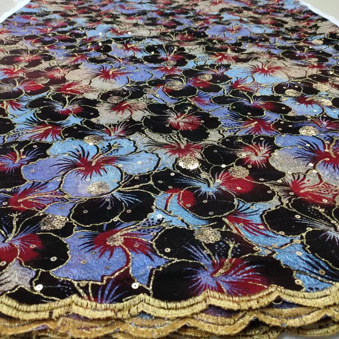 

Little Stretch Double Sequins Voile Lace with Mesh Liner Lurex Embroidery African Swiss inspired Fabric High Quality TS1431