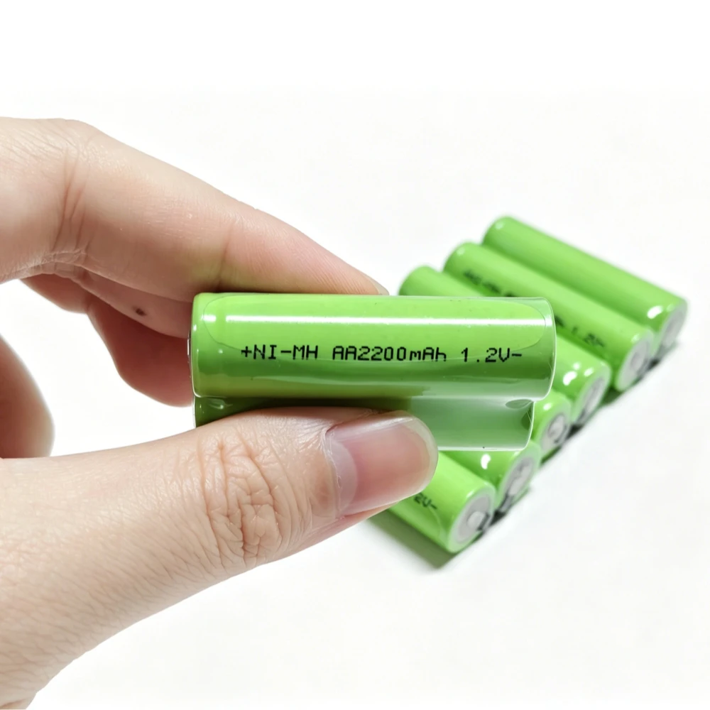 PUJIMAX AA 1.2V 2200mAh Rechargeable Battery Green Shell with Welding Tabs for Philips Electric Shaver Razor Braun Toothbrush