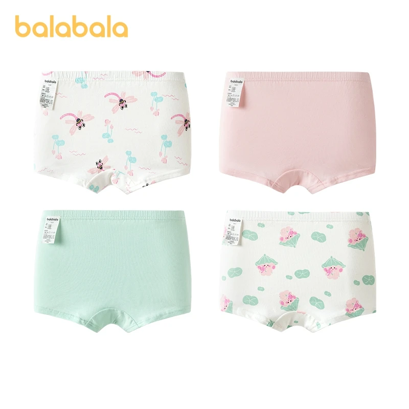 Balabala Underwear Girls Children Triangle Shorts Infants Older Children Toddlers Boxer Briefs Comes in a Set of Four