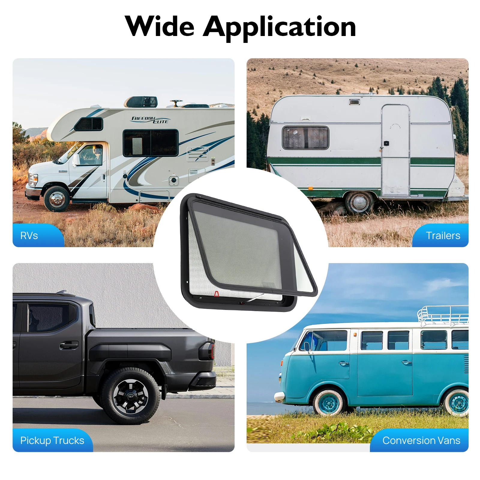 Black RV External Window  76.2*55.9cm RV Push Out Window for RVs Trailers Pickup Trucks Conversion Vans etc