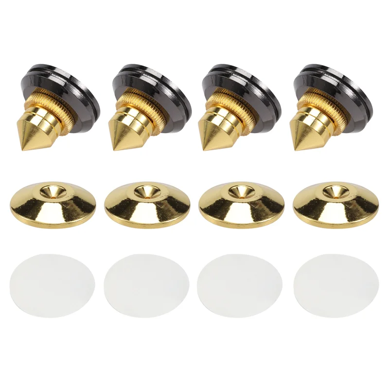 B24B 4 Set Gold Speaker Spike With Floor Discs Stand Foot Isolation Spikes Professional Speaker Accessories