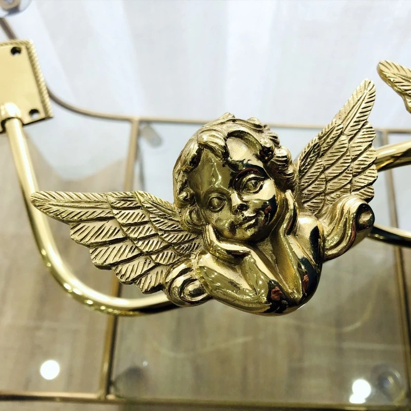 Handmade lost wax method angel wings brass curtain hook