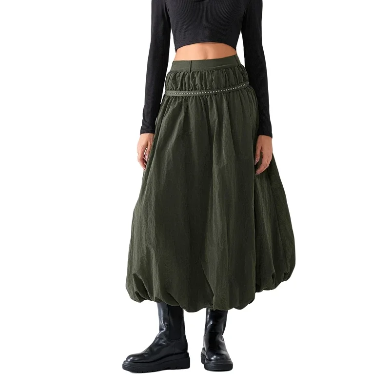 

Chic Women Cyber Grunge Y2K Long Skirt Vintage Puff Ball Maxi Skirt Elegant Lady Fashion Loose Fit Bubble Skirt Streetwear