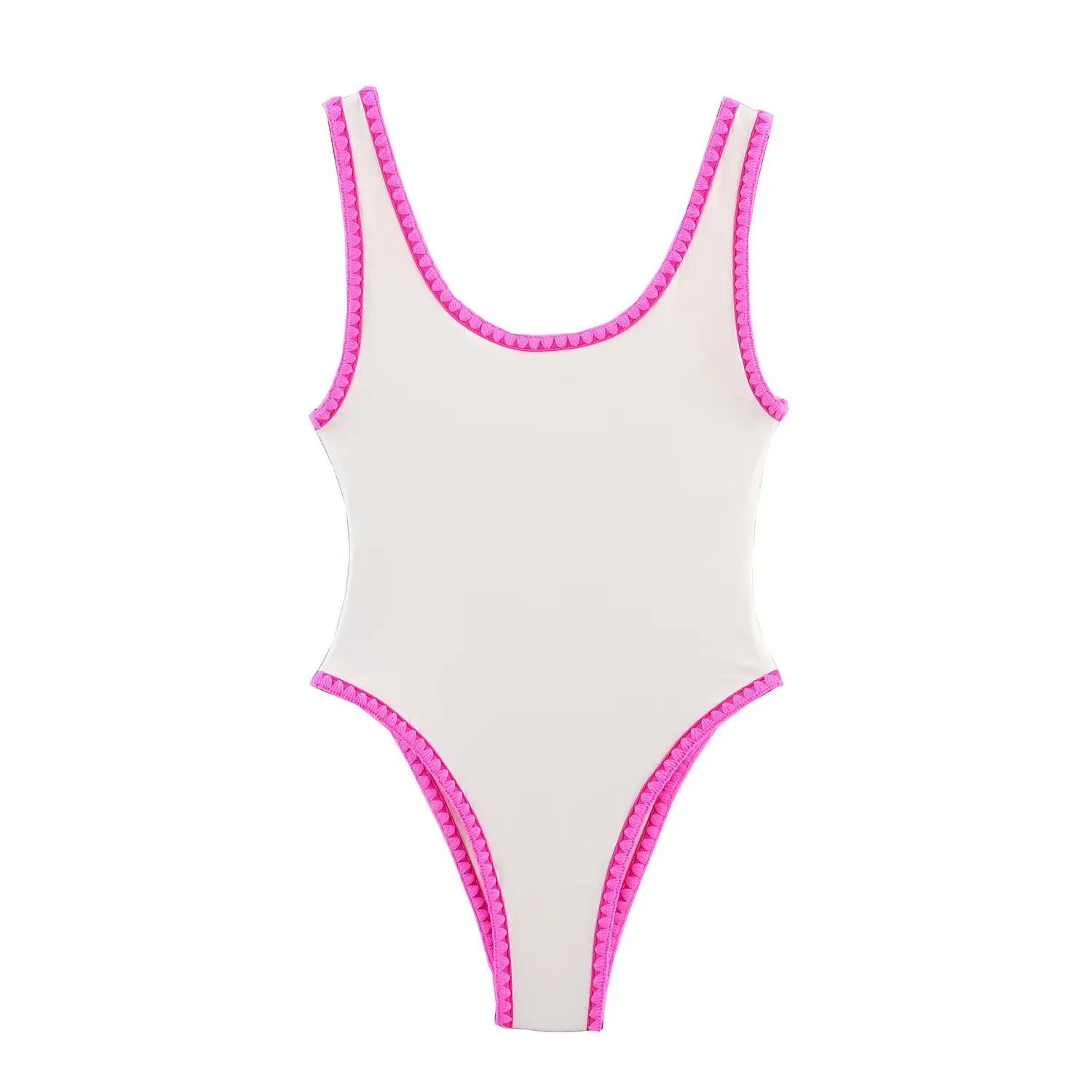 

2025 Summer new women's casual fashion collision colour simple comfortable sleeveless round neck swimming costume