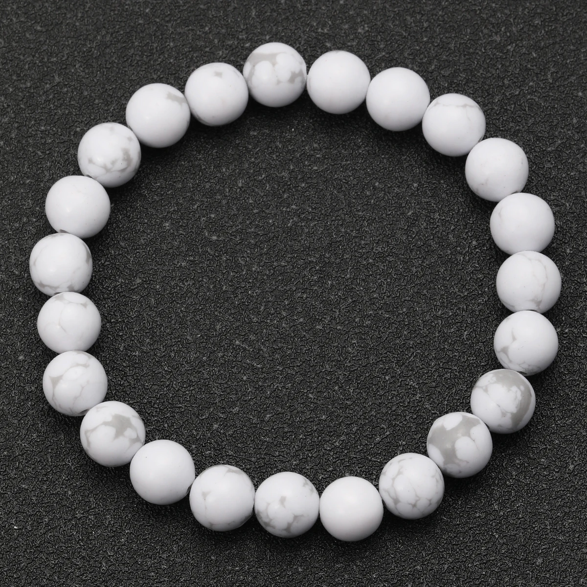 8mm Fashion Natural White 3A Howlite Turquoise Stone Bead Bracelets Women  Couple Distance Stretch Bangles Jewelry
