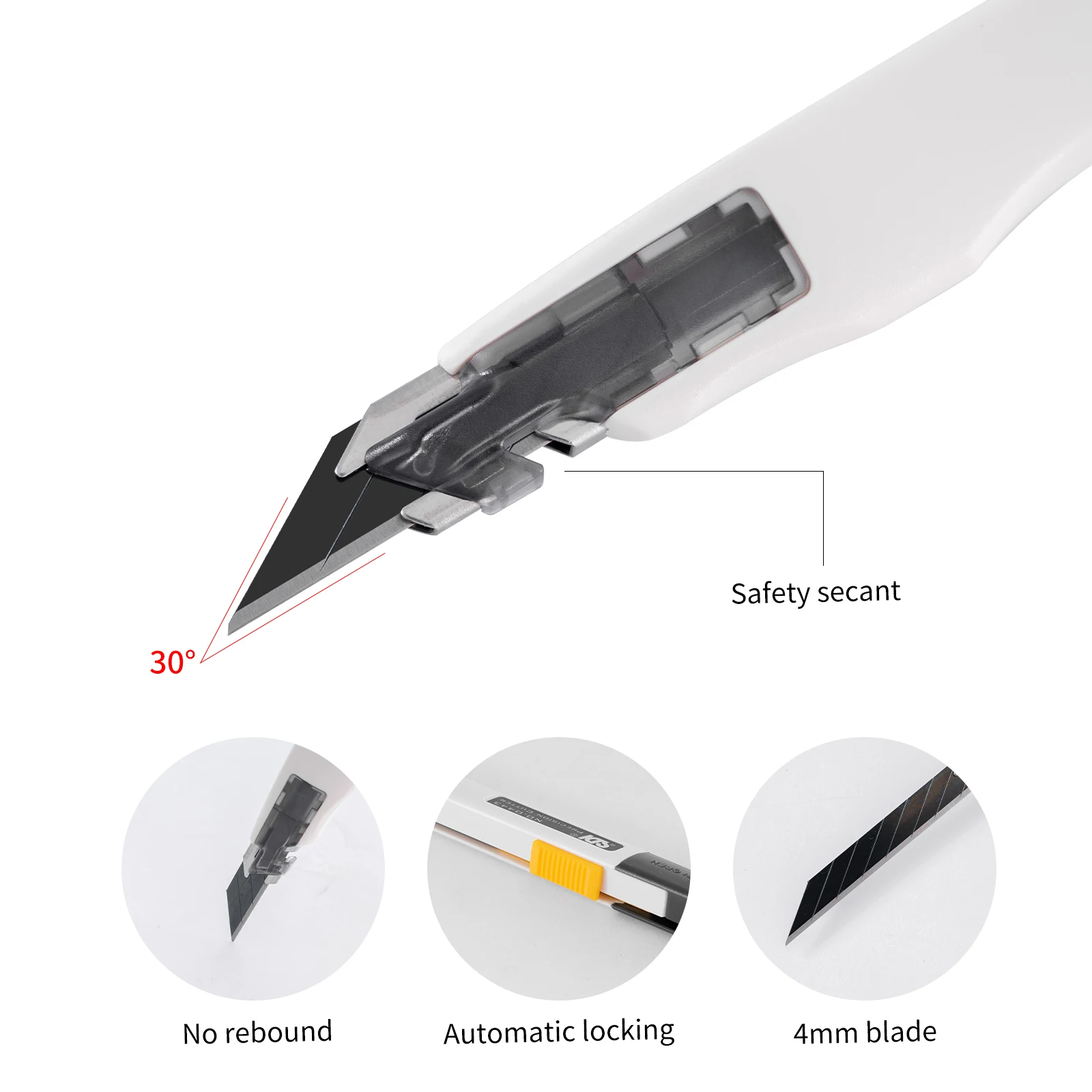 30 ° Einziehbares Universalmesser mit Auto-Lock-Funktion, Box-Cutter mit Anti-Rüttel-Stahlklinge, Tragbarer Cutter für Auto-Vinyl- und PPF-Folien-Schneidewerkzeug – Detail 3