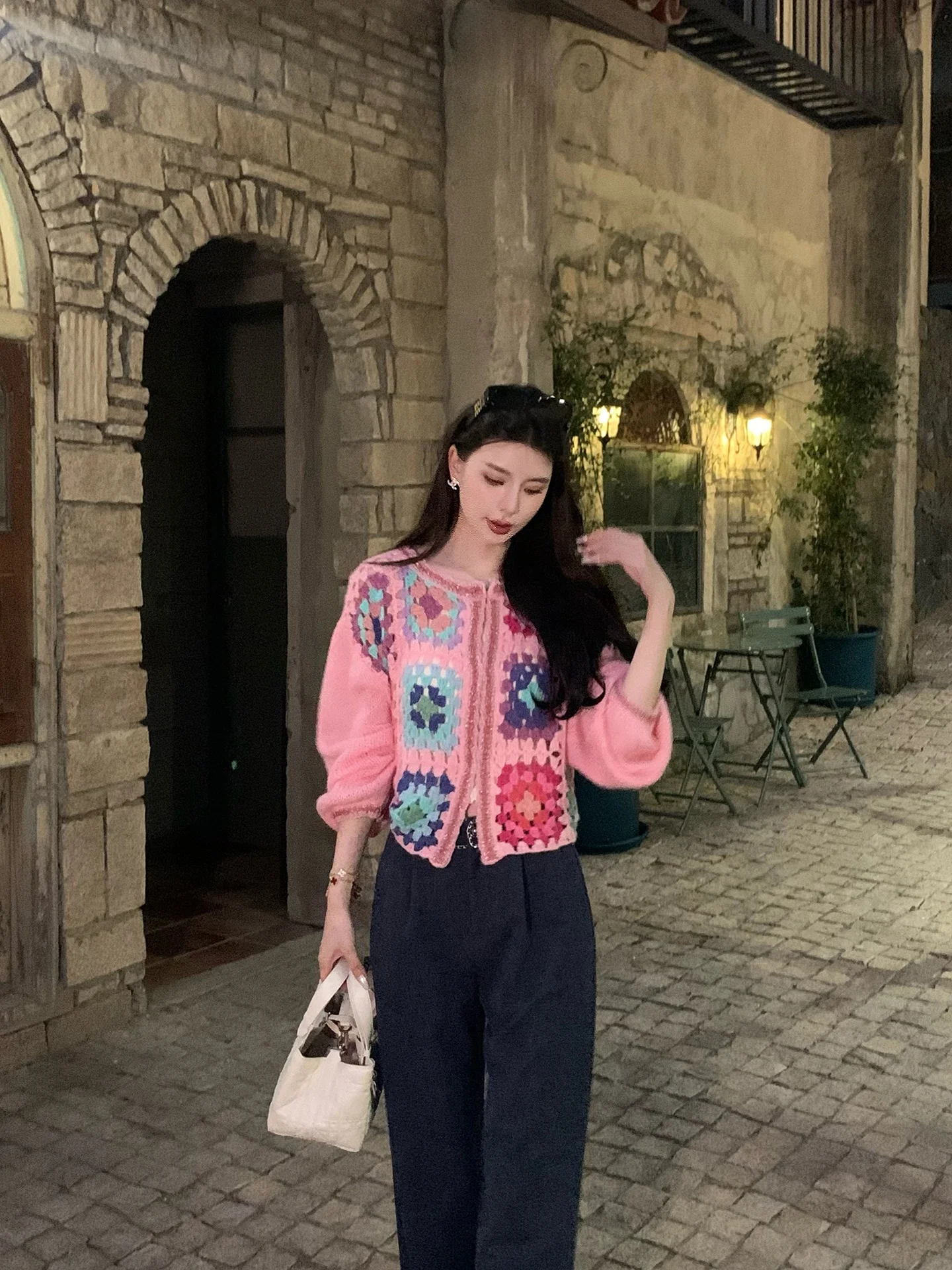 

Kun Heavyweight Knitted Wool Sweater Jaet Women's Lazy Sle Autumn New Faion Casual Loose Fit Long Sve round Ne