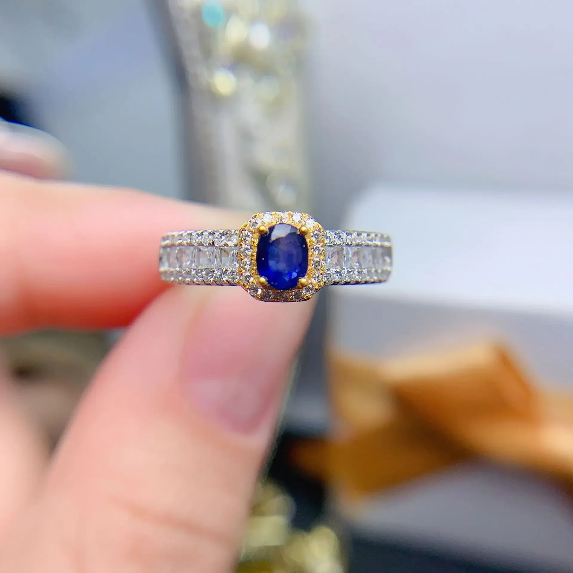 

100% Natural Sapphire Ring for Daily Wear 4emm*5mm Blue Sapphire Silver Ring 925 Sterling Silver Sapphire Woman Jewelry Gift