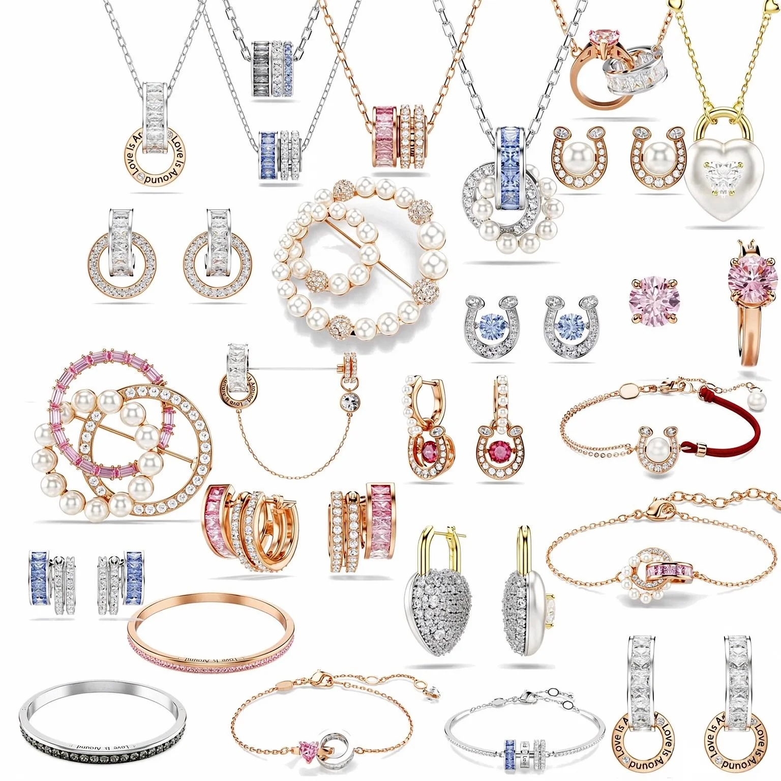New Modern Linked‑Circle Jewelry Collection for Women, Matching Necklace Earrings Bracelet Set for Celebration & Daily Wear