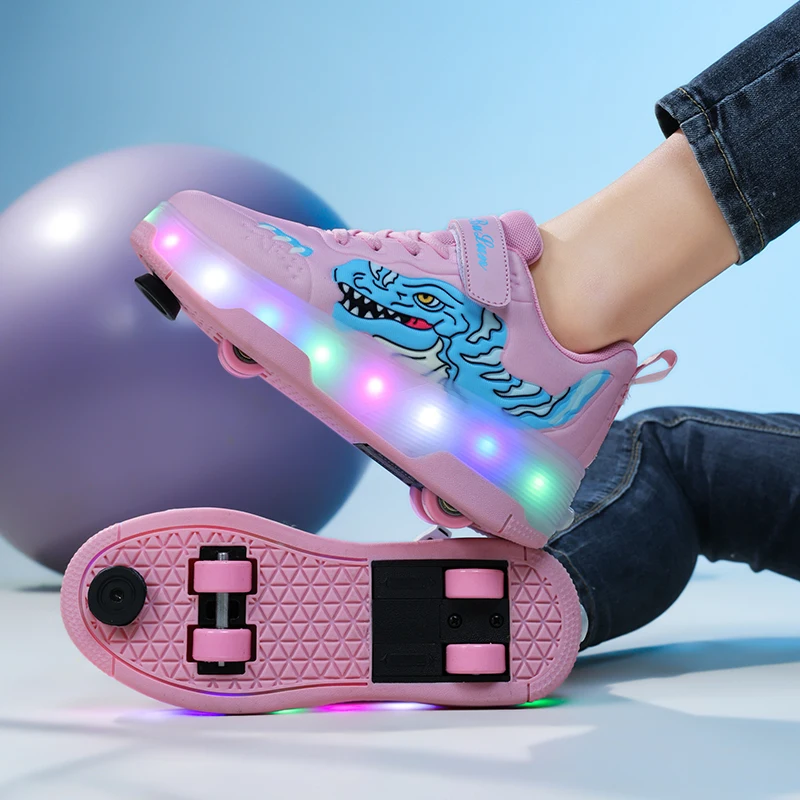 

2025 New Unisex Roller Sneakers: Kids' Invisible 4-Wheel Heelys – Student Skating Sports Shoes