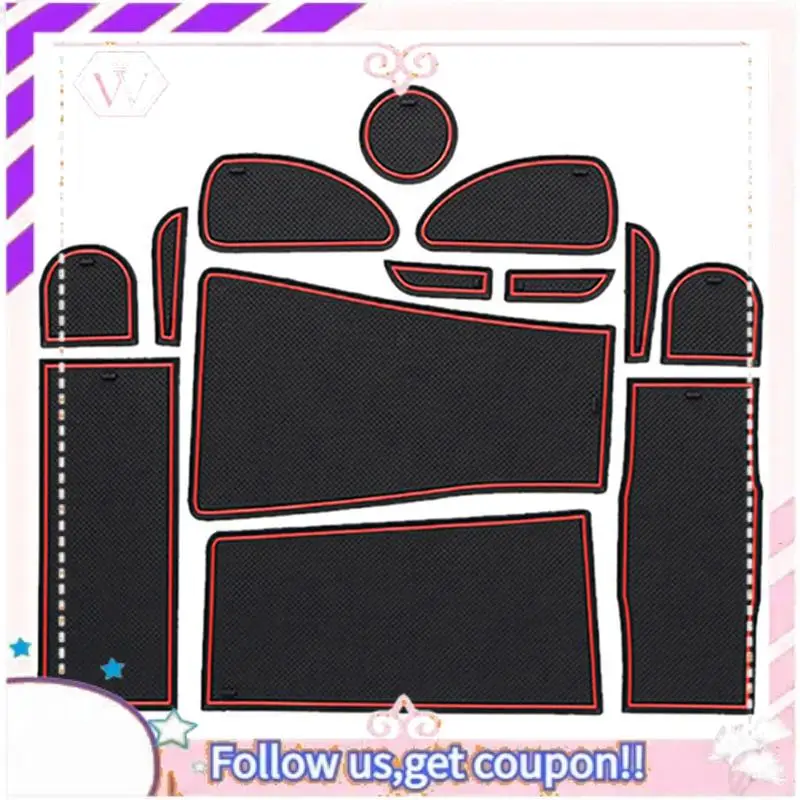 A76T-Anti-Slip Rubber Gate Slot Cup Mat For Toyota Prius 30 XW30 ZVW30 2010-2015 Door Groove Mat Accessories Stickers