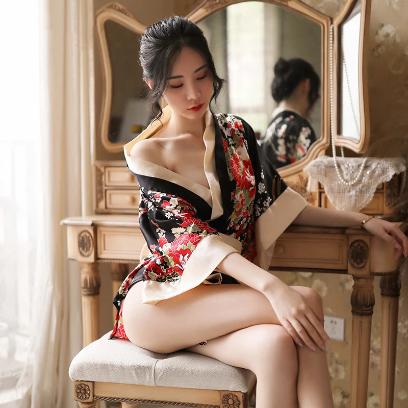 Cosplay Seragam Pembantu Seksi Jepang Geisha Kimono Set Seragam Lolita Piyama dan Baju Tidur Peran Bermain Ninja Cheongsam COS Kostum