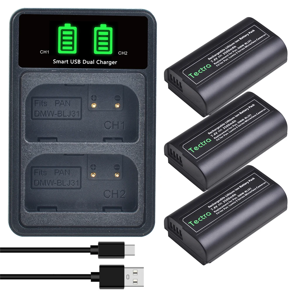

Tectra 3500mAh 1 шт DMW-BLJ31 DMWBLJ3 BLJ31 литий-ионный аккумулятор для Panasonic LUMIX S1, S1R, S1H беззеркальных камер