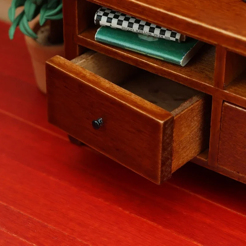 Armario para casa muñecas, cajón almacenamiento madera, juguete para juego imitación, muebles para sala