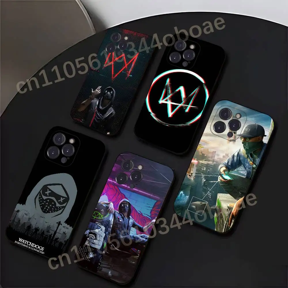 

Чехол для телефона Game W-Watch Dogs для iPhone 17, 16, 15, 14, 13, 12, 11, Pro, Max, Plus, мягкий, черный