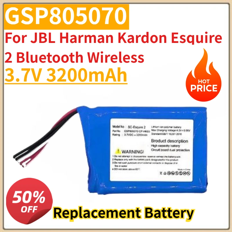 

High Quality New GSP805070 CP-HK003 Speaker Battery 3.7V 3200mAh for JBL Harman Kardon Esquire 2 Bluetooth Wireless