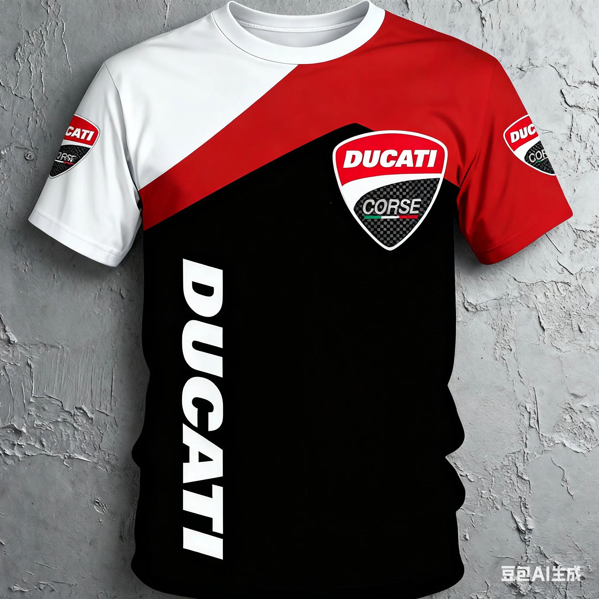 ثلاثية الأبعاد تي شيرت مطبوع الرجال عادية قصيرة الأكمام الشارع الشهير موضة شعبية في الهواء الطلق بدلة سباق دراجة نارية ل Ducati Panigal #4