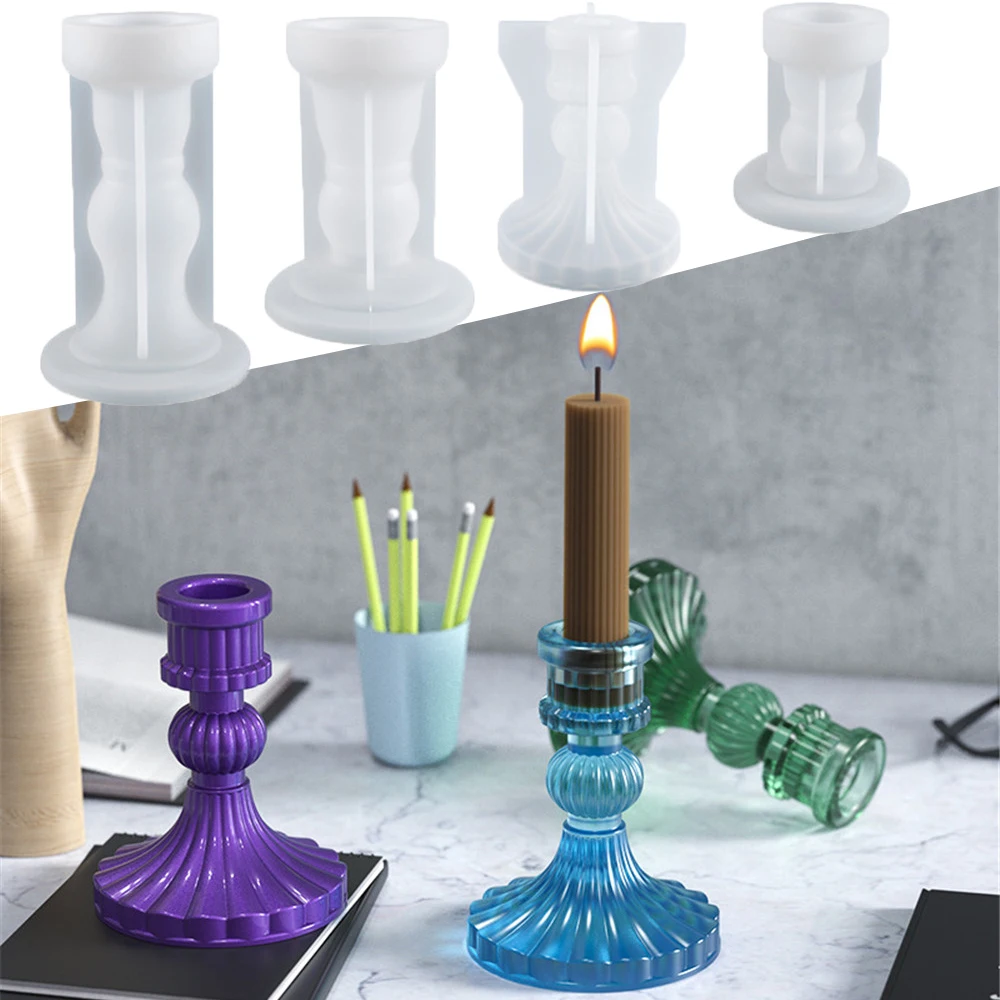 

DIY Candlestick Candle Holder Silicone Mold UV Epoxy Resin Pillar Candle Holder Molds Tools Hexagon Handmade Table Ornament