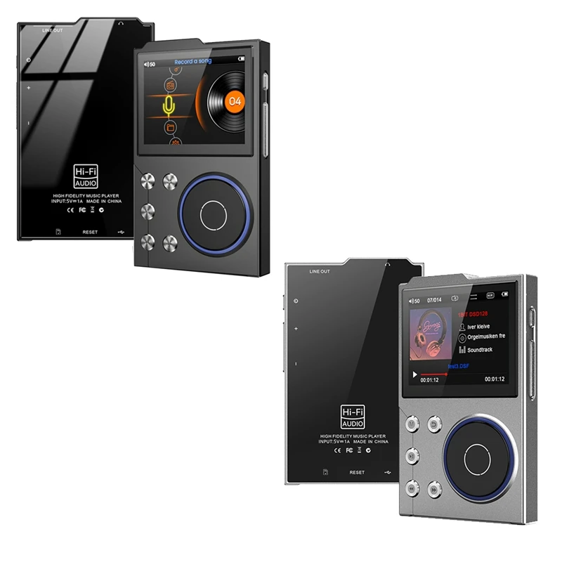 

Hifi MP3 Player Bluetooth 5.0 Lossless Audio Player Charging Digital Music Player Portable Audio Player With 16G Card Gray