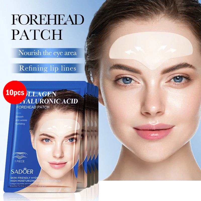 10pcs Hyaluronic Acid Collagen Face Mask For Forehead Eyes Cheek Moisturizing Firming Hydrating Facial Patches Beauty Skin Care