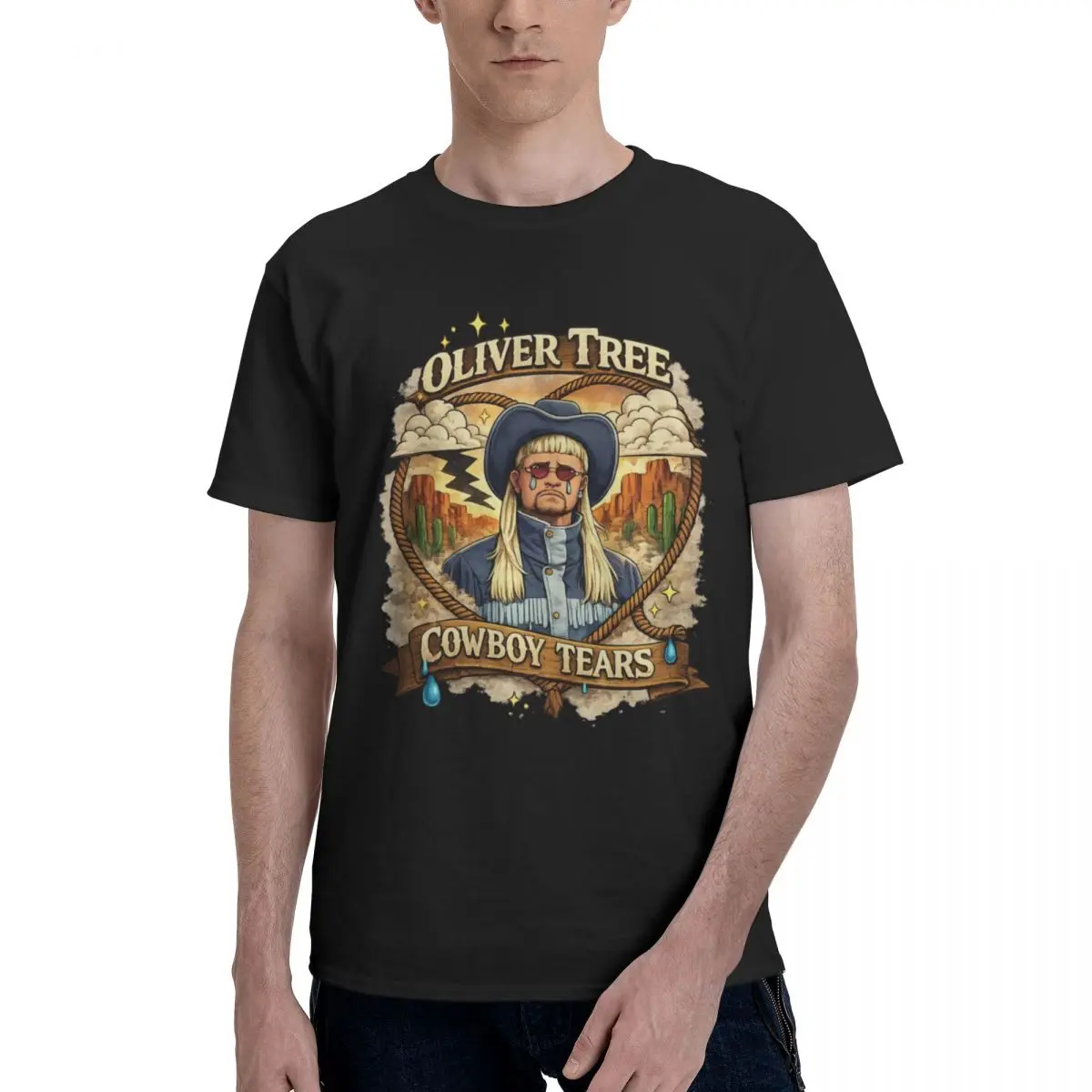 Oliver Tree Cowboy Tears Retro T Shirts Graphic Y2K Gifts Crewneck Mens Women T Shirts Clothing