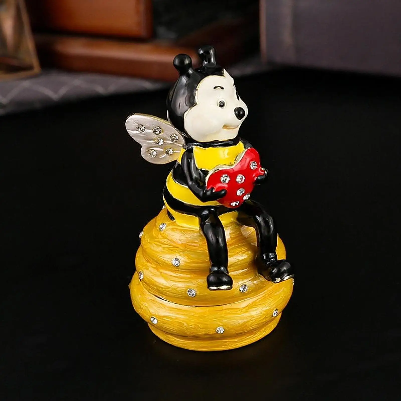 

Enamel Bee Man Trinket Box Keepsake Bee Man Figurine for Cabinet Shelf Women