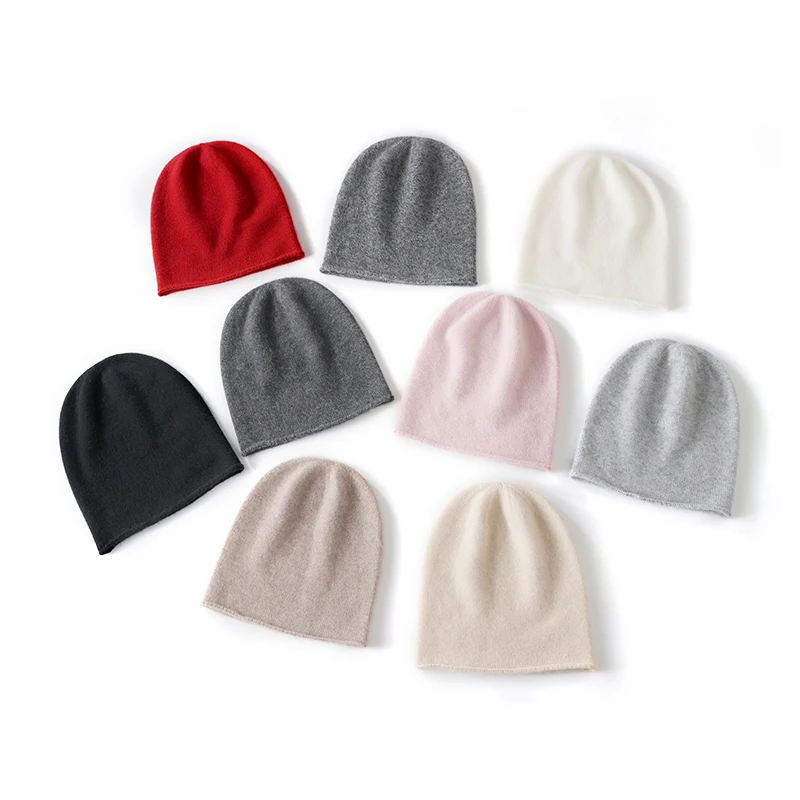 2024 New Solid Color Women's 35% Cashmere First Line Hat Autumn and Winter Warm Soft Comfortable Knitted Beanie